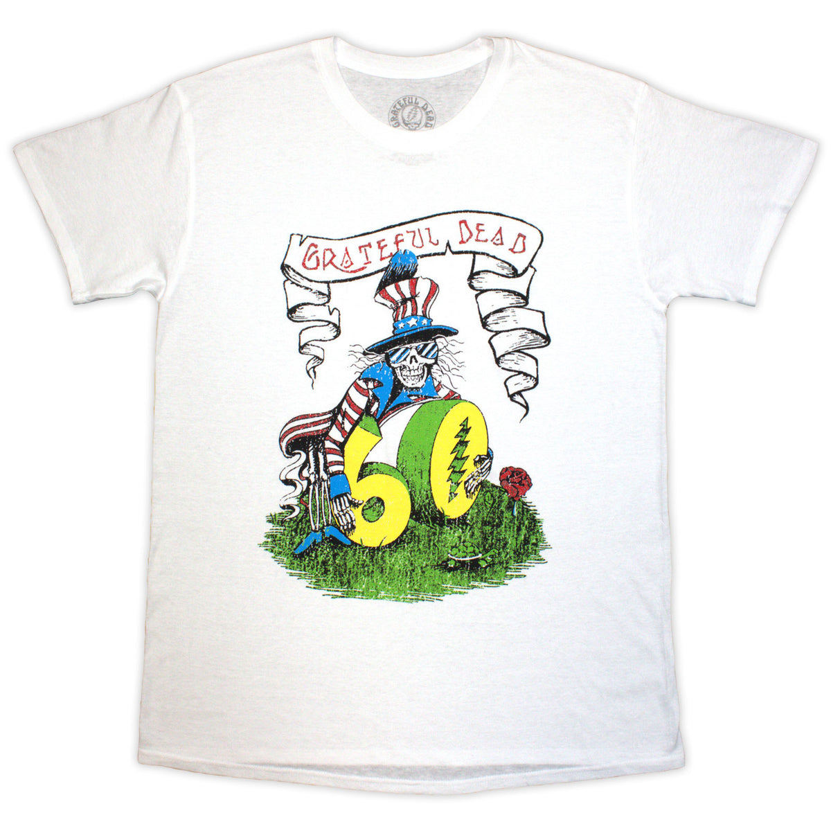 Grateful Dead Unisex T-Shirt: 60th Rose Pose (White)