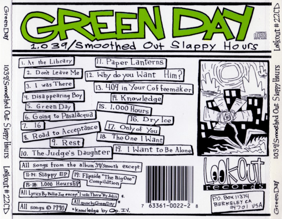 Green Day – 1,039/Smoothed Out Slappy Hours — back cover