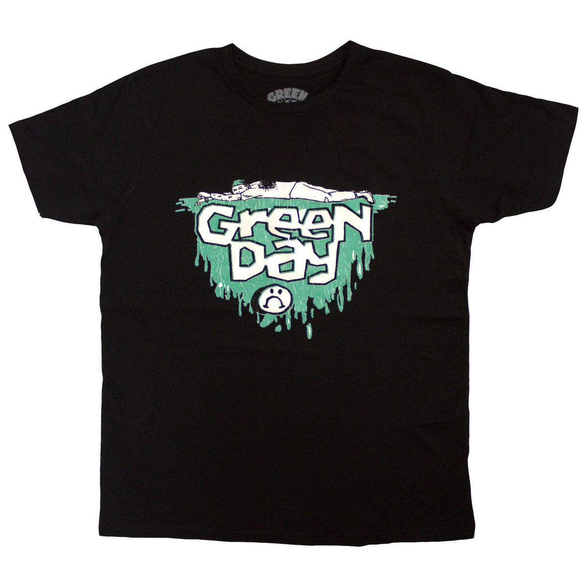 Green Day Unisex T-Shirt: Kerplunk Logo Sad Face (Black)