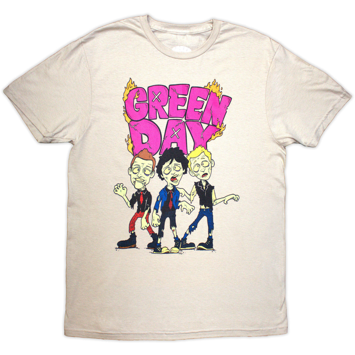 Green Day Unisex T-Shirt: Walking Zombies (Sand)