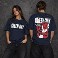 Green Day Unisex Unplugged T-Shirt: American Idiot Grenade (Navy Blue) (Back Print)