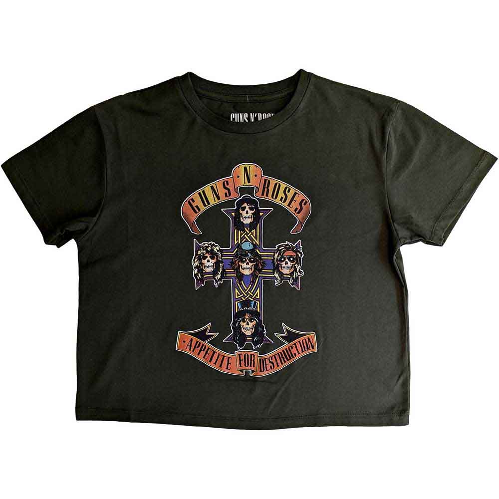 Guns N' Roses Ladies Crop Top: Appetite For Destruction (Green)
