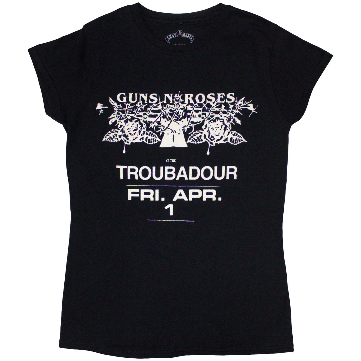 Guns N' Roses Ladies T-Shirt: Troubadour Flyer (Black)