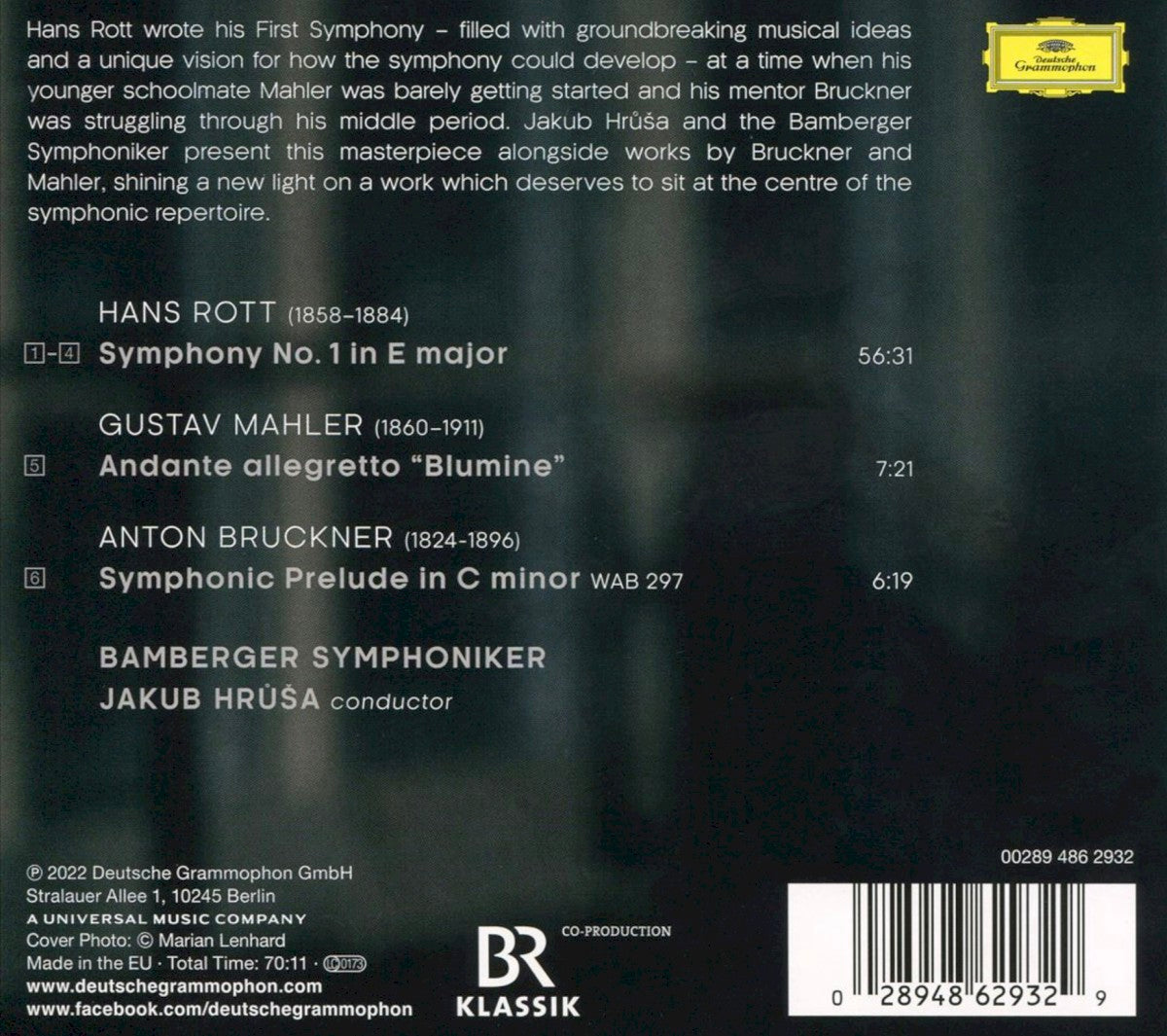 Hans Rott – Hans Rott: Symphony no. 1 / Mahler: Blumine / Bruckner: Symphonisches Präludium — back cover