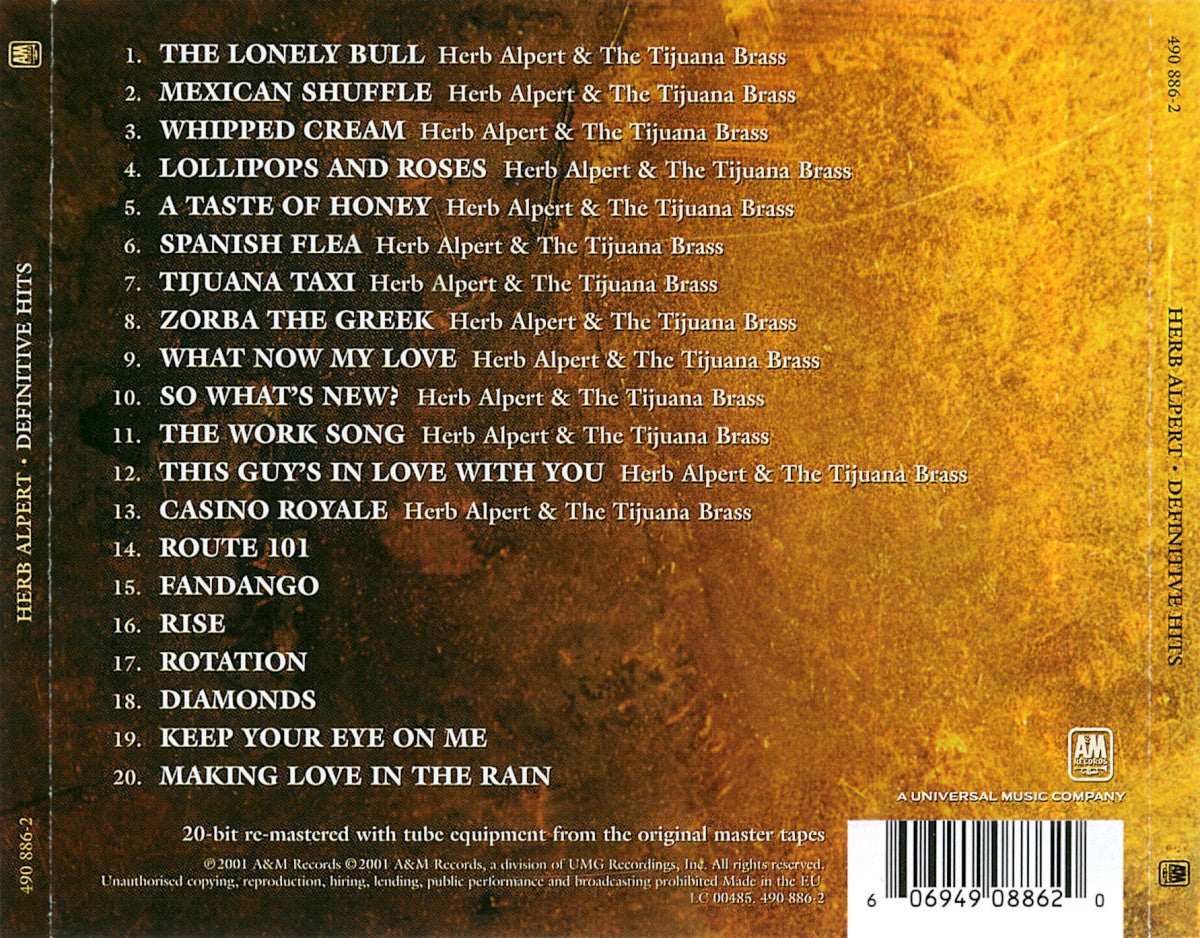 Herb Alpert – Definitive Hits — back cover