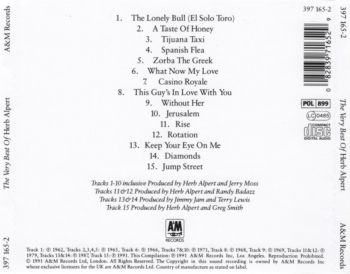 Herb Alpert – The Very Best of Herb Alpert — back cover