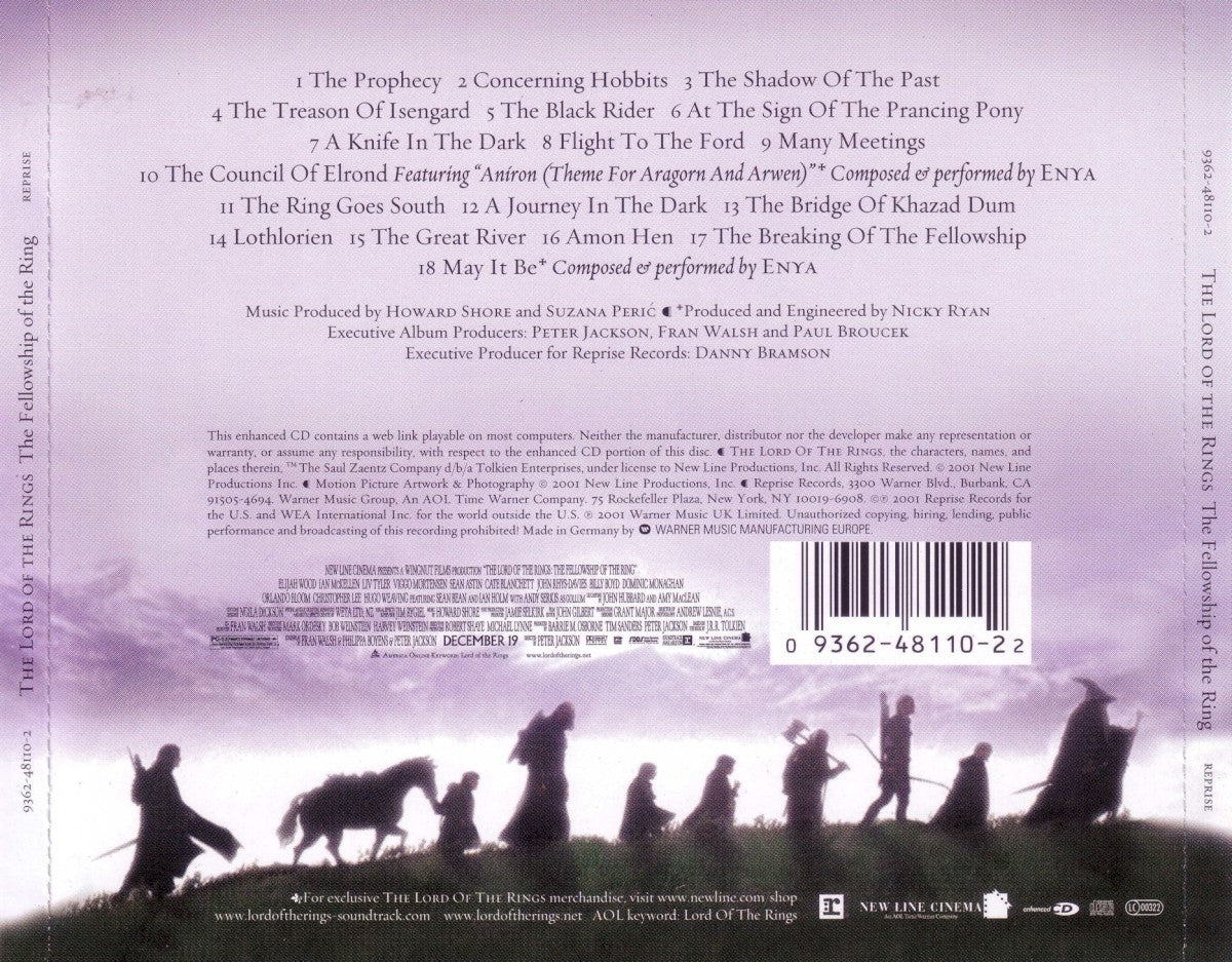 Howard Shore – The Lord of the Rings: The Fellowship of the Ring: Original Motion Picture Soundtrack — back cover