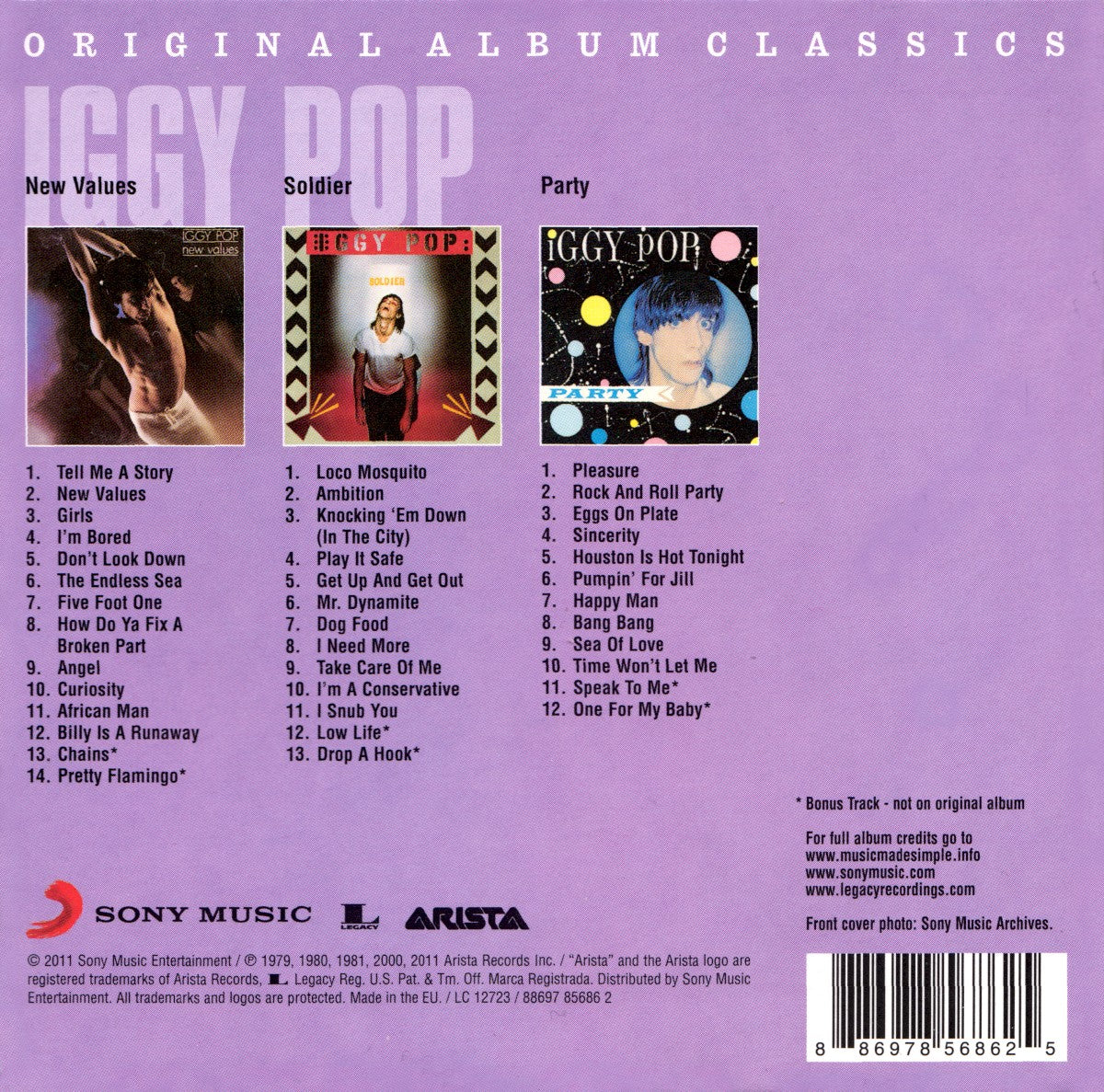 Iggy Pop – Original Album Classics — back cover