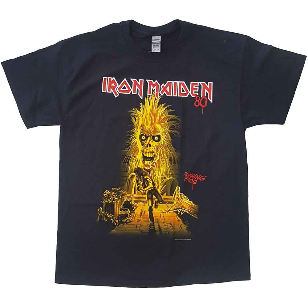 Iron Maiden Unisex T-Shirt: Running Free (Black)