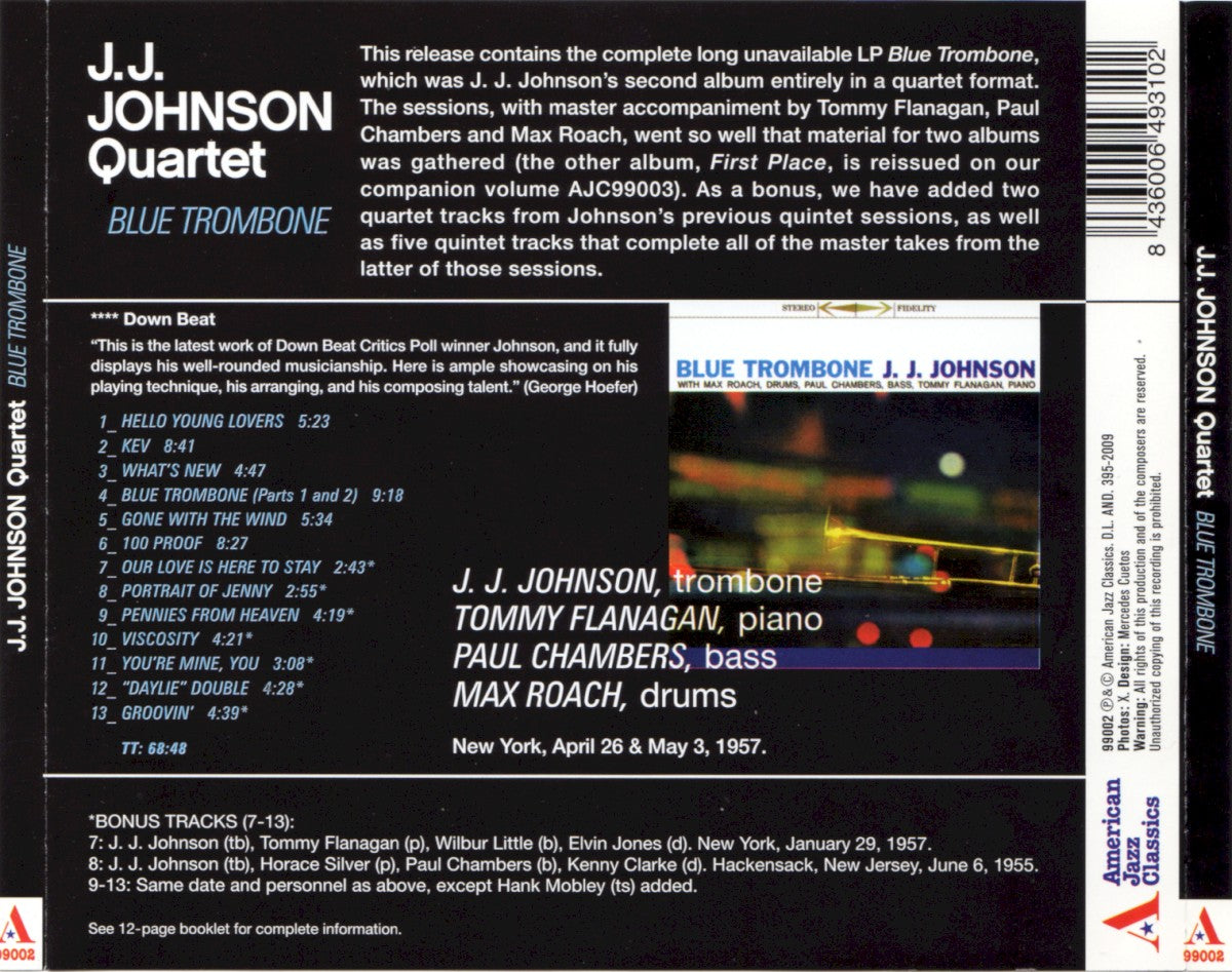 J.J. Johnson – Blue Trombone — back cover