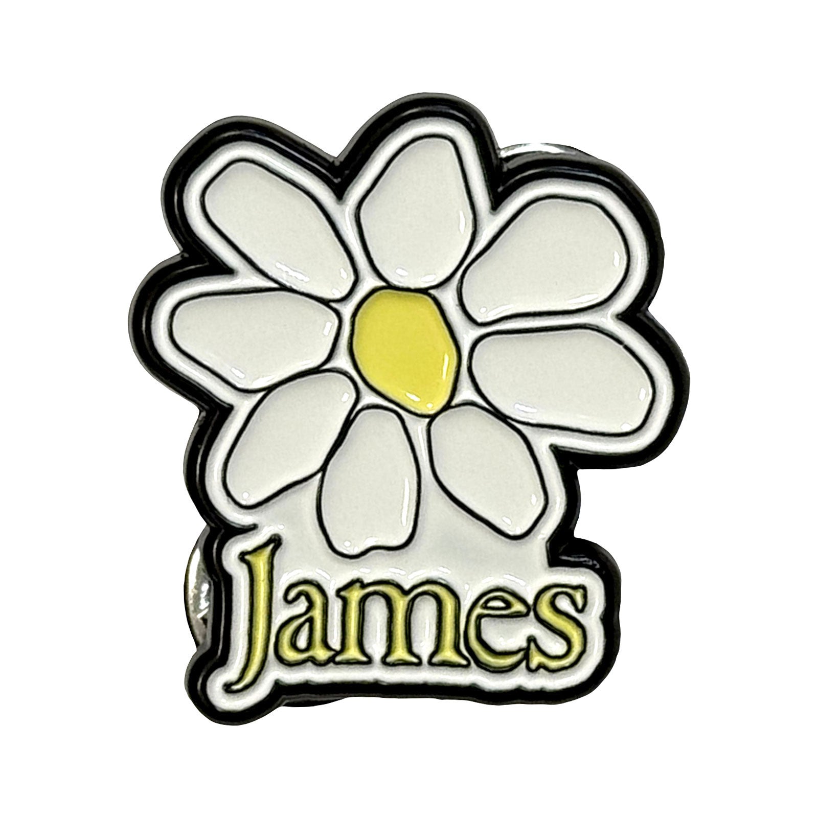 James Pin Badge: Yellow Logo White Daisy (Yellow)