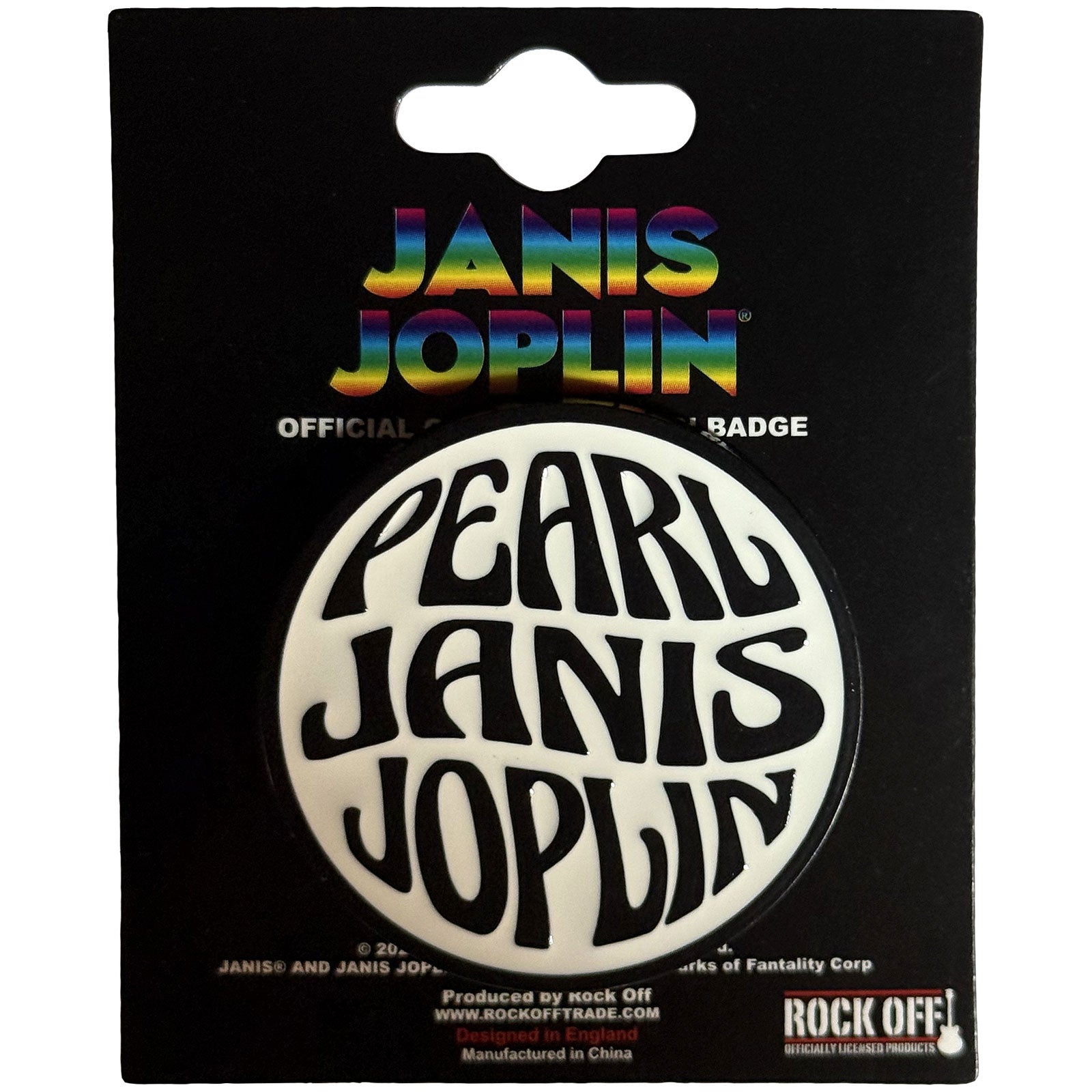 Janis Joplin Pin Badge: Pearl Emblem Mono