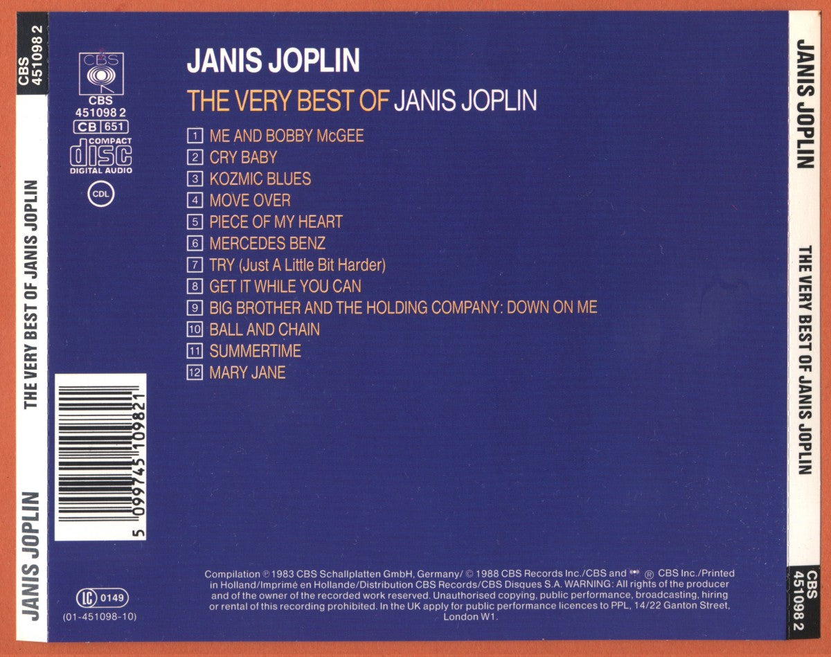 Janis Joplin – The Very Best of Janis Joplin — back cover