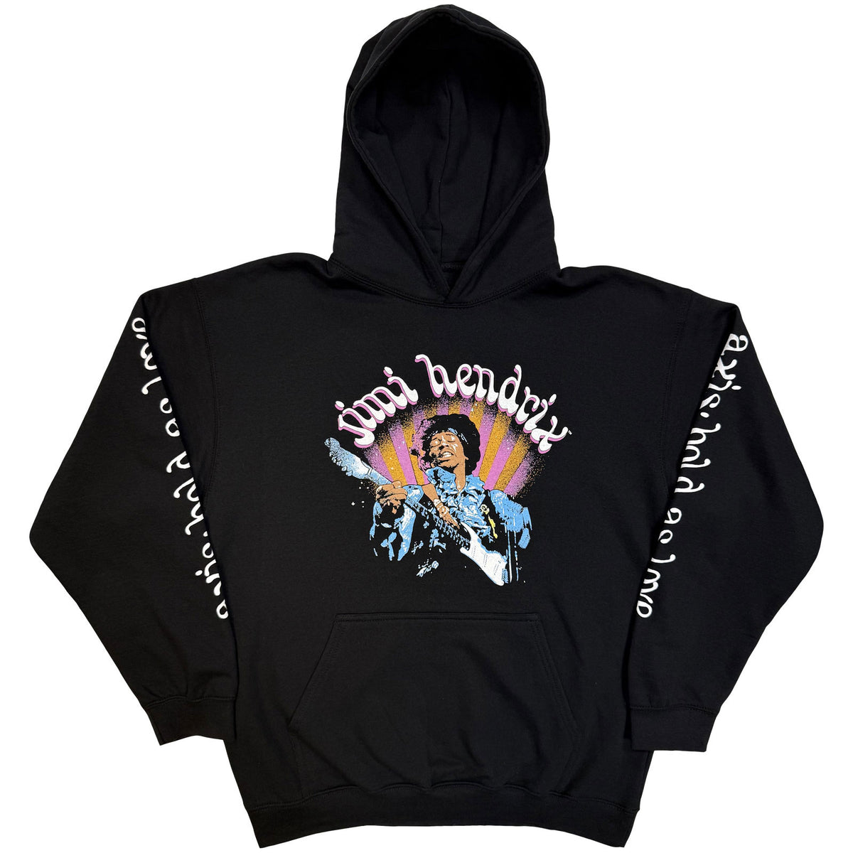 Jimi Hendrix Unisex Pullover Hoodie: Axis (Black) (Sleeve Print)