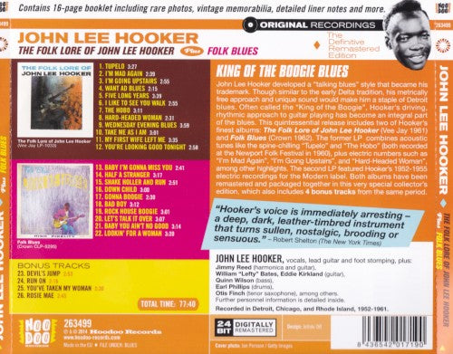 John Lee Hooker – The Folk Lore Of John Lee Hooker Plus Folk Blues — back cover