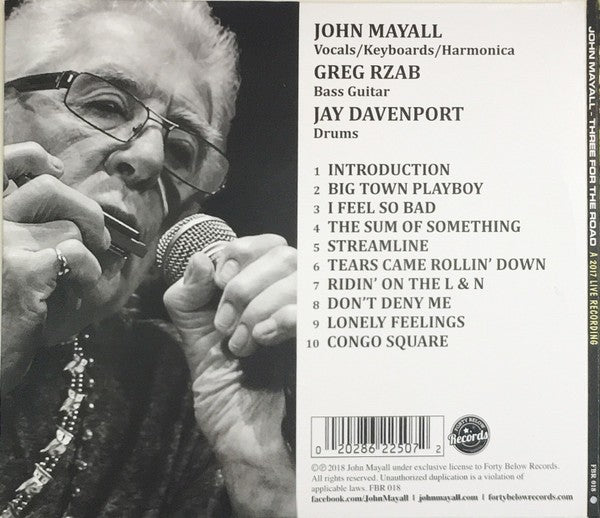 John Mayall – Three for the Road: A 2017 Live Recording — back cover