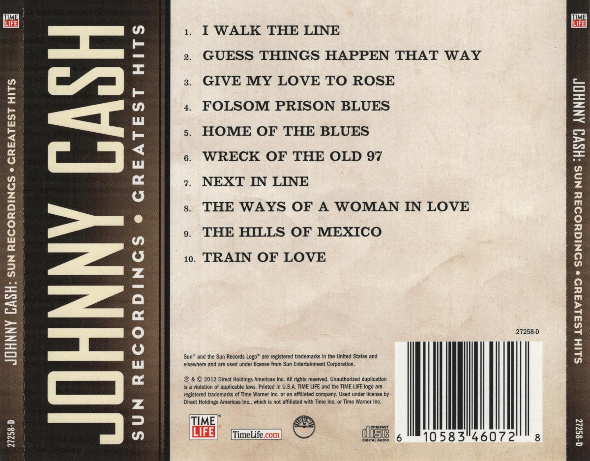 Johnny Cash – Sun Recordings Greatest Hits — back cover