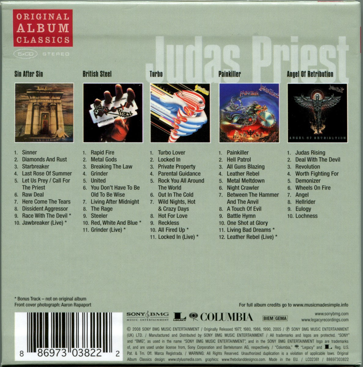 Judas Priest – Original Album Classics — back cover