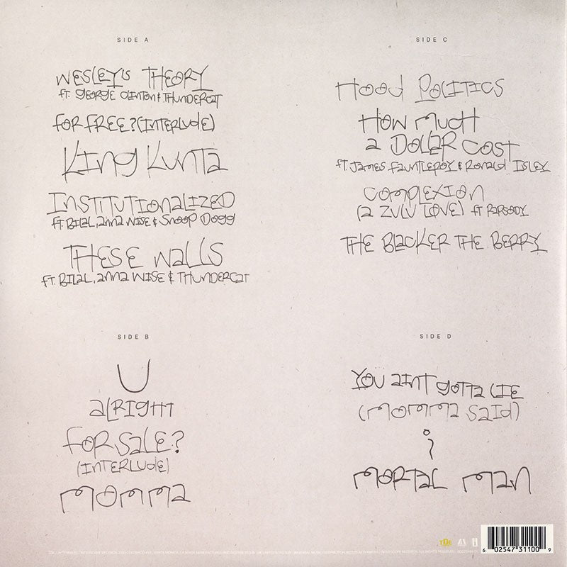 Kendrick Lamar – To Pimp a Butterfly — back cover