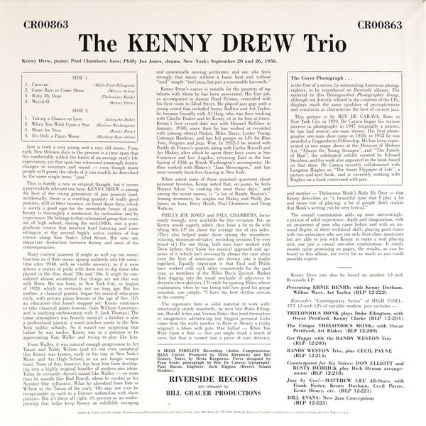 Kenny Drew Trio – Kenny Drew Trio — back cover