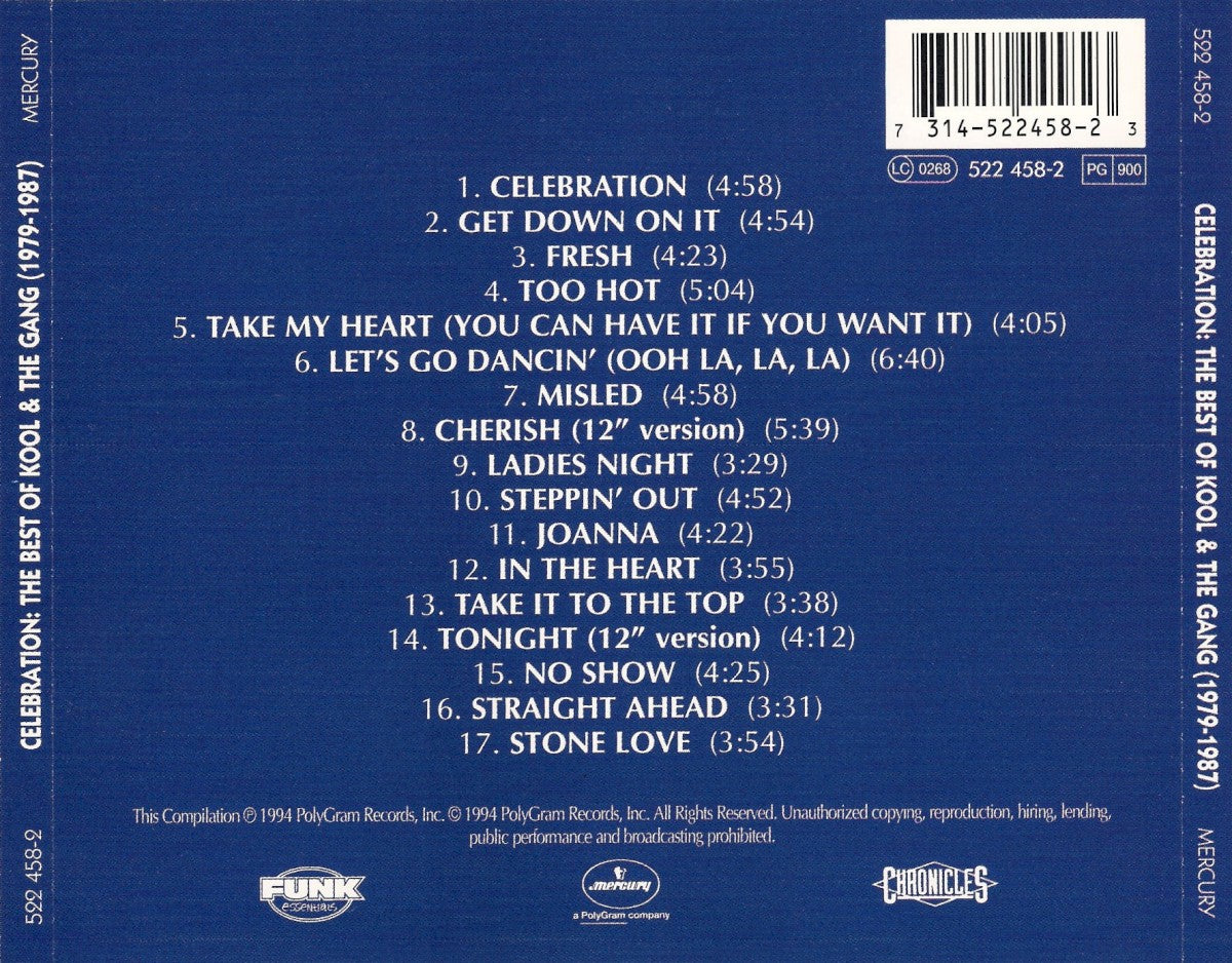 Kool & the Gang – Celebration: The Best of Kool & The Gang (1979-1987) — back cover