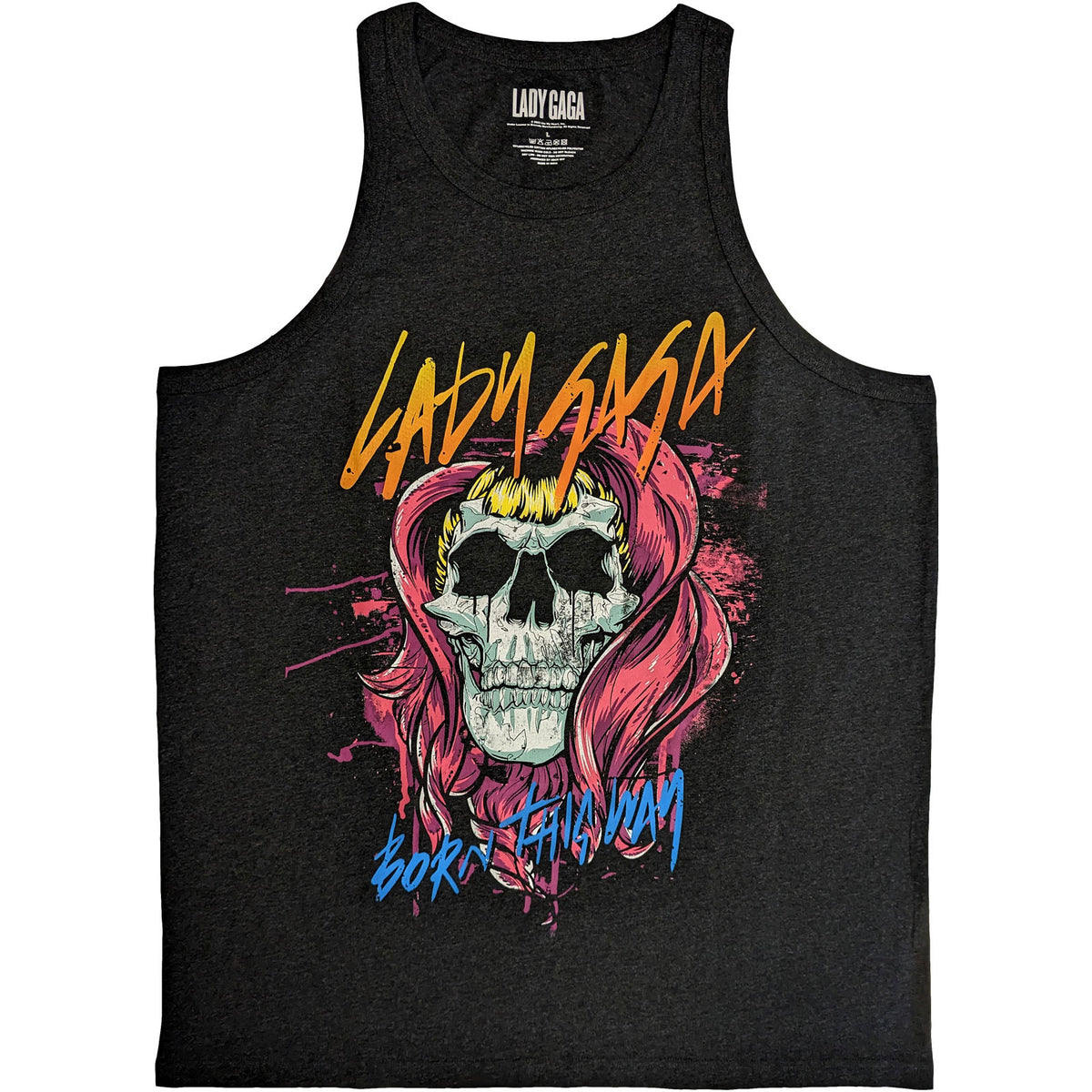 Lady Gaga Unisex Tank T-Shirt: Skull (Charcoal Grey)
