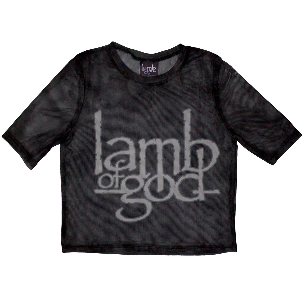Lamb Of God Ladies Mesh Crop Top: Logo (Black)