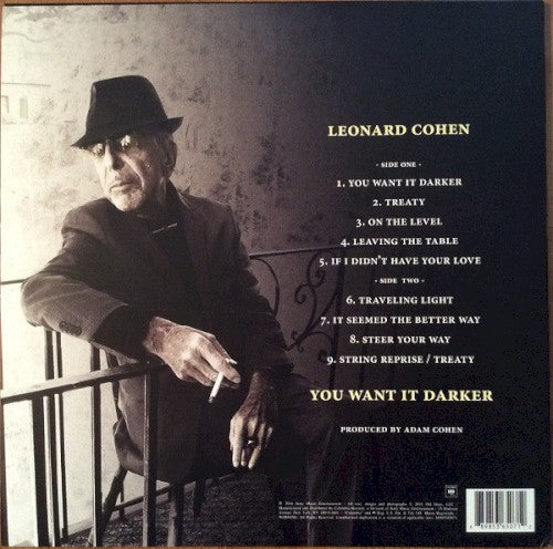 Leonard Cohen – You Want It Darker — back cover