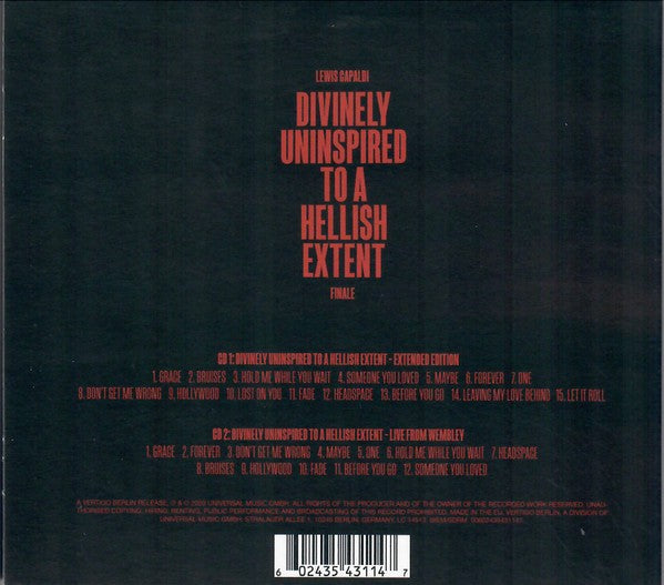 Lewis Capaldi – Divinely Uninspired To A Hellish Extent Finale — back cover