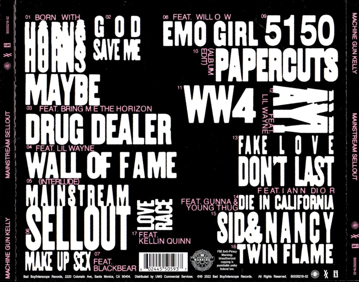 Machine Gun Kelly – mainstream sellout — back cover