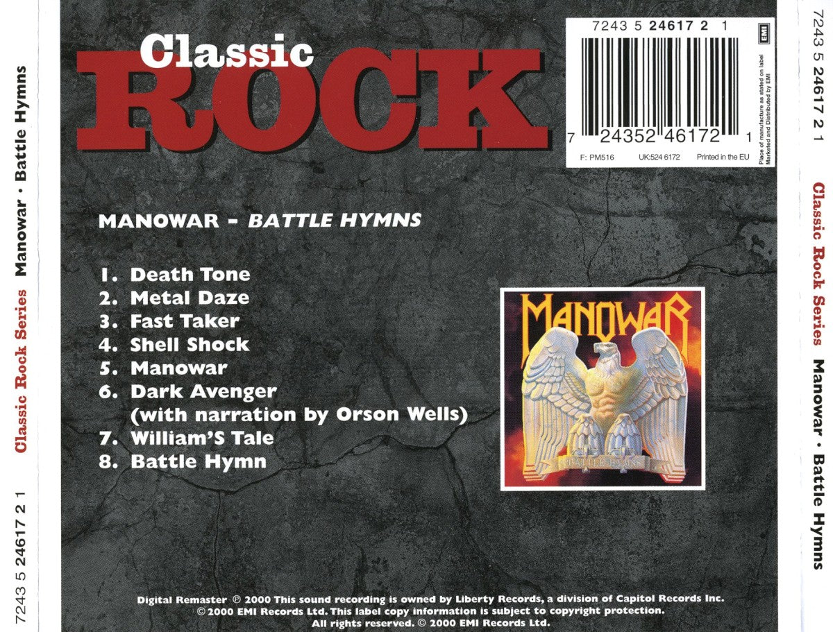 Manowar – Battle Hymns — back cover
