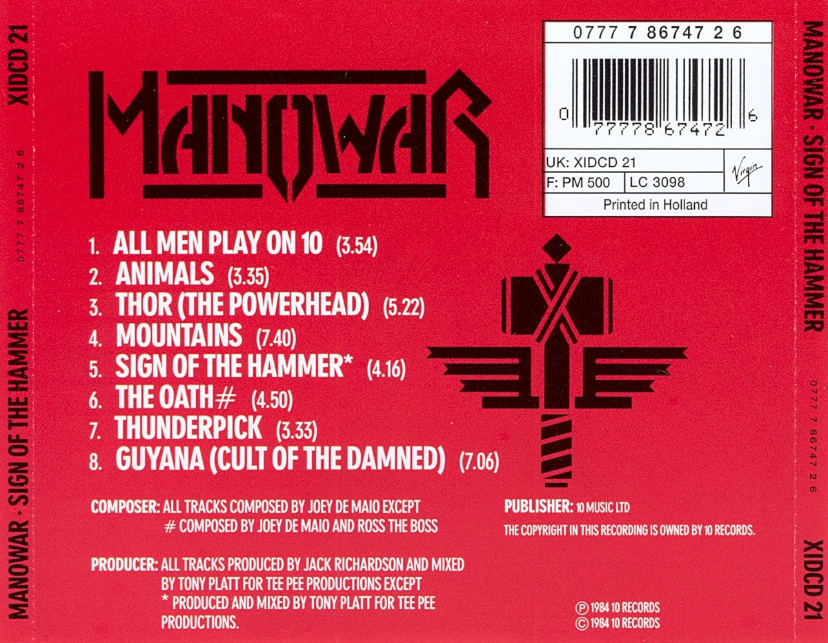 Manowar – Sign of the Hammer — back cover