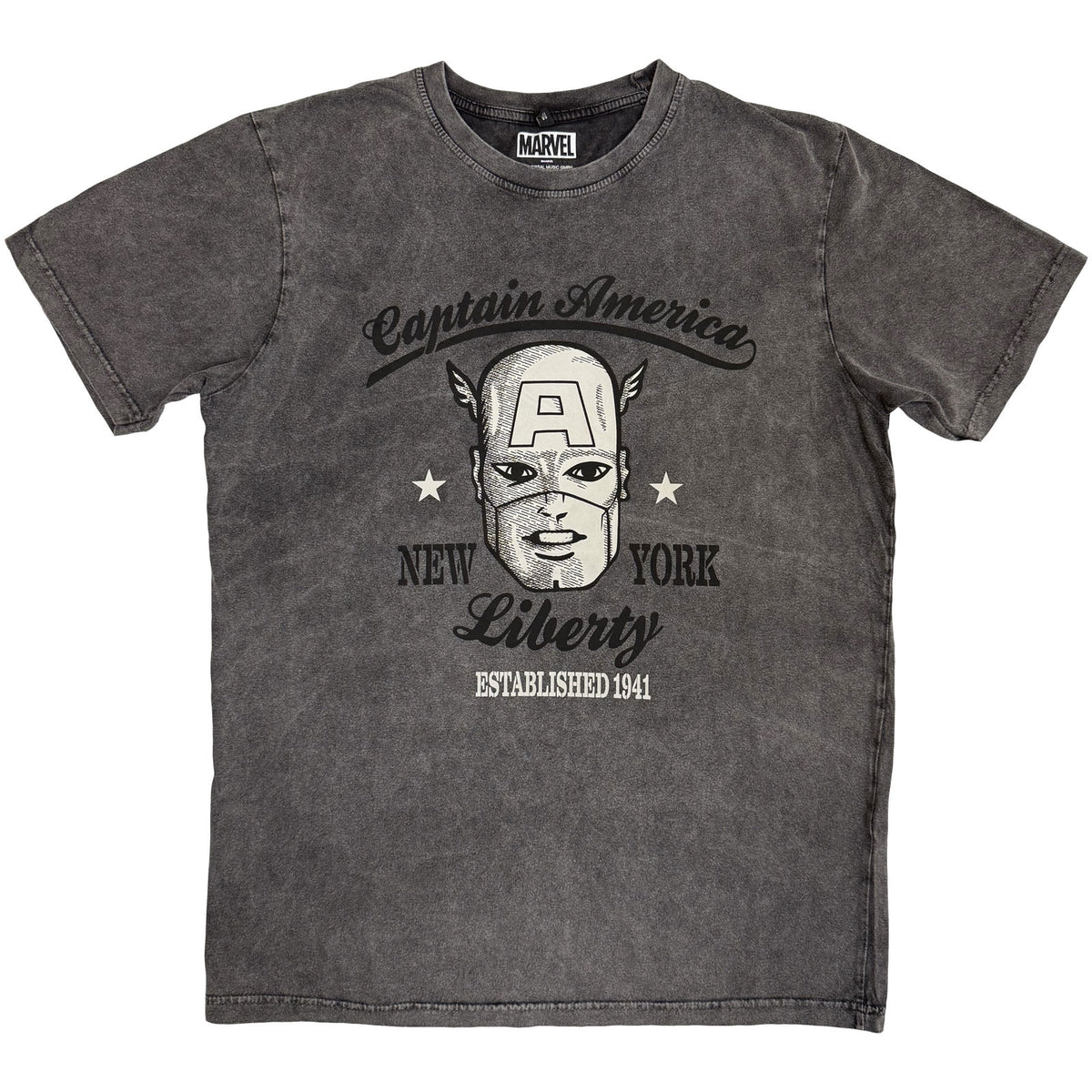 Marvel Comics Unisex Stone Wash T-Shirt: Captain America Est. 1941 (Charcoal Grey)