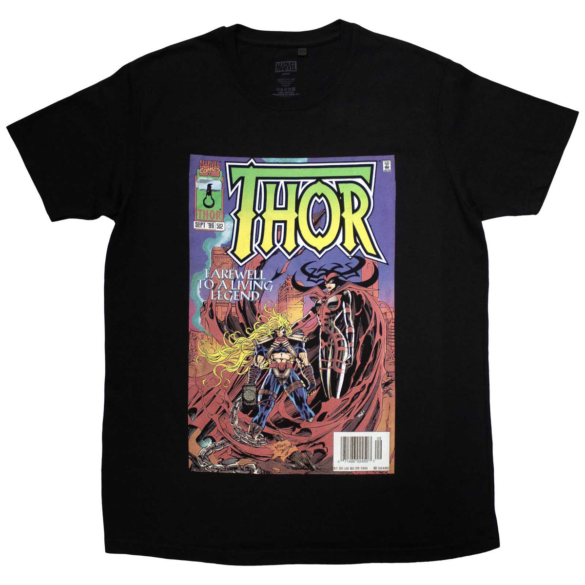 Marvel Comics Unisex T-Shirt: Thor Living Legend Comic Cover (Black)