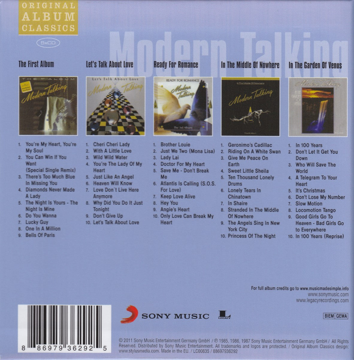 Modern Talking – Original Album Classics — back cover