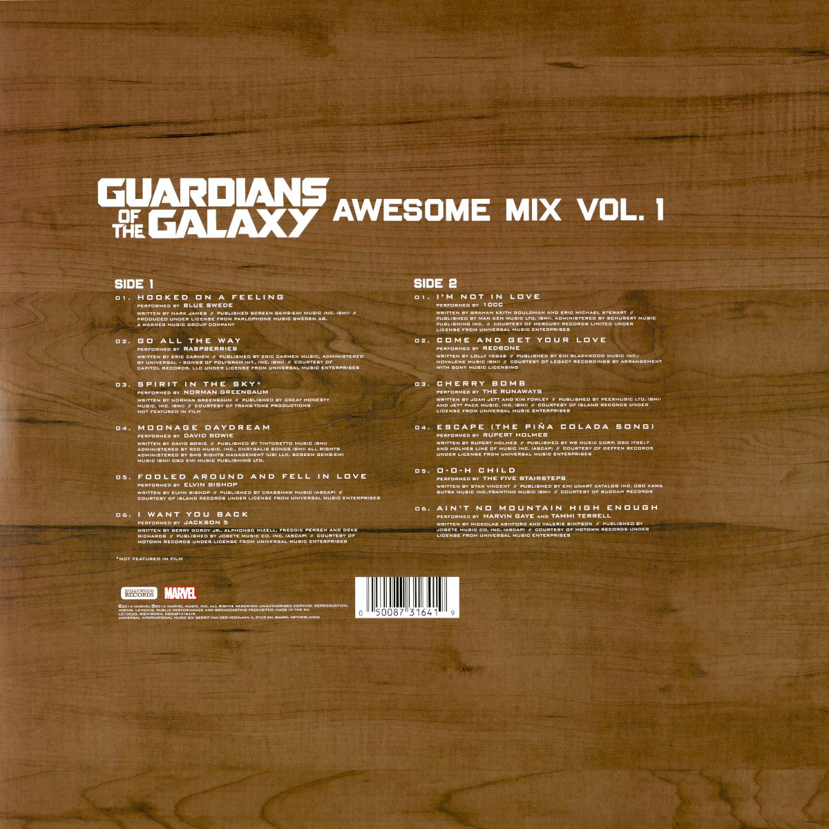 Various Artists – Guardians of the Galaxy: Awesome Mix, Vol. 1 — back cover