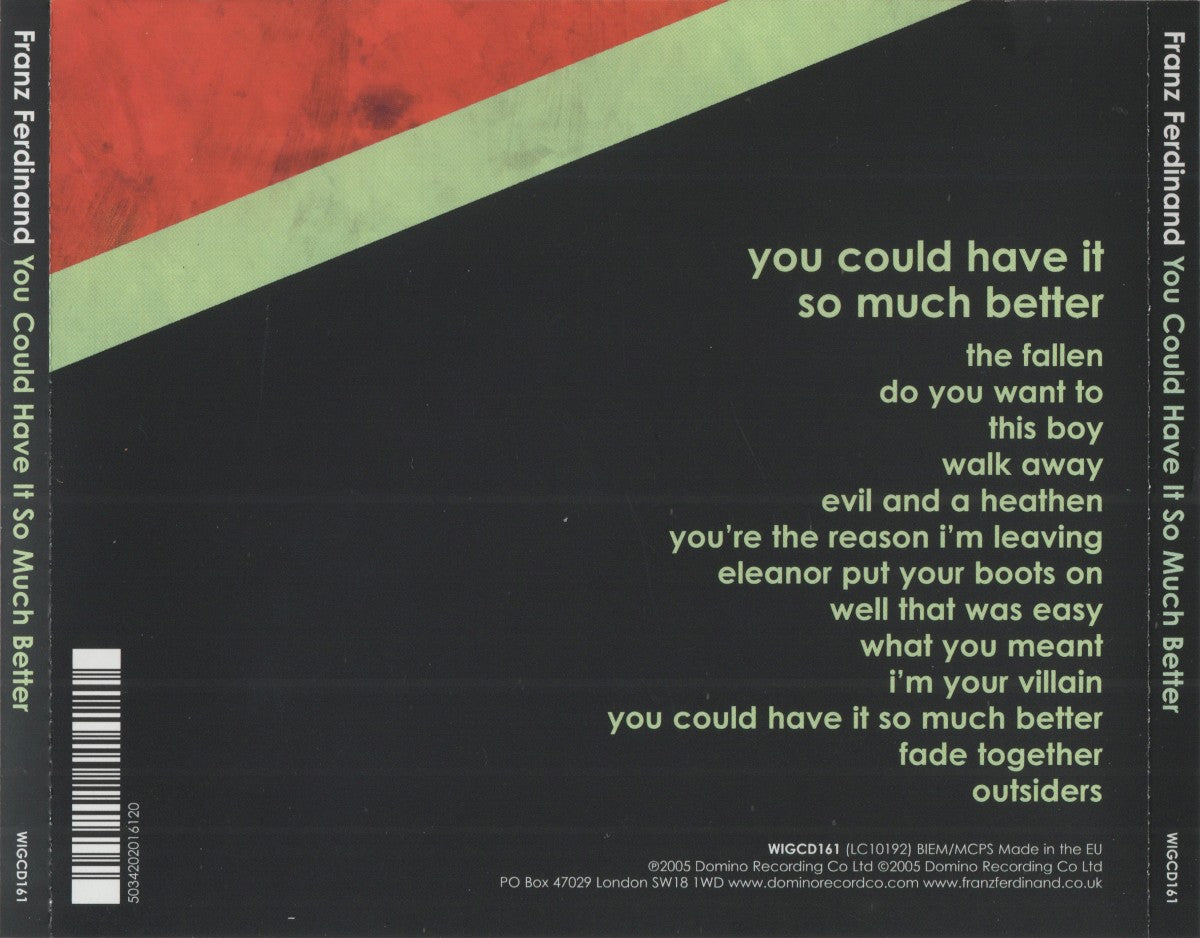 Franz Ferdinand – You Could Have It So Much Better — back cover