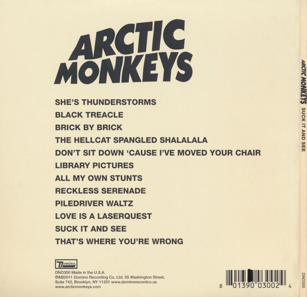 Arctic Monkeys – Suck It and See — back cover