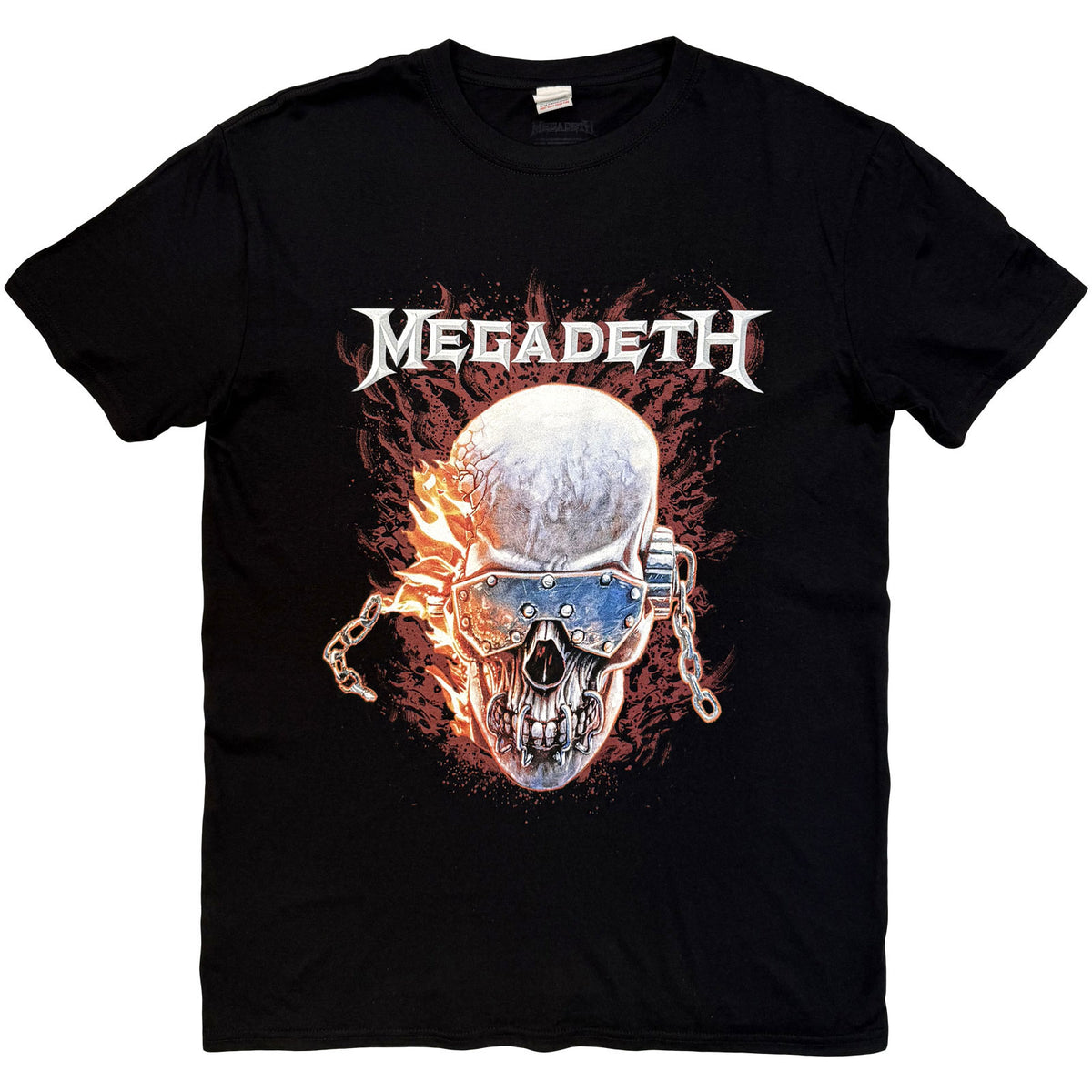 Megadeth Unisex T-Shirt: Vic & Flames (Black)