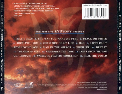 Michael Jackson – Greatest Hits: HIStory, Volume 1 — back cover