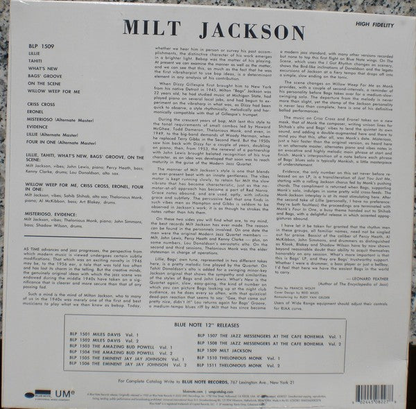 Milt Jackson – Milt Jackson — back cover