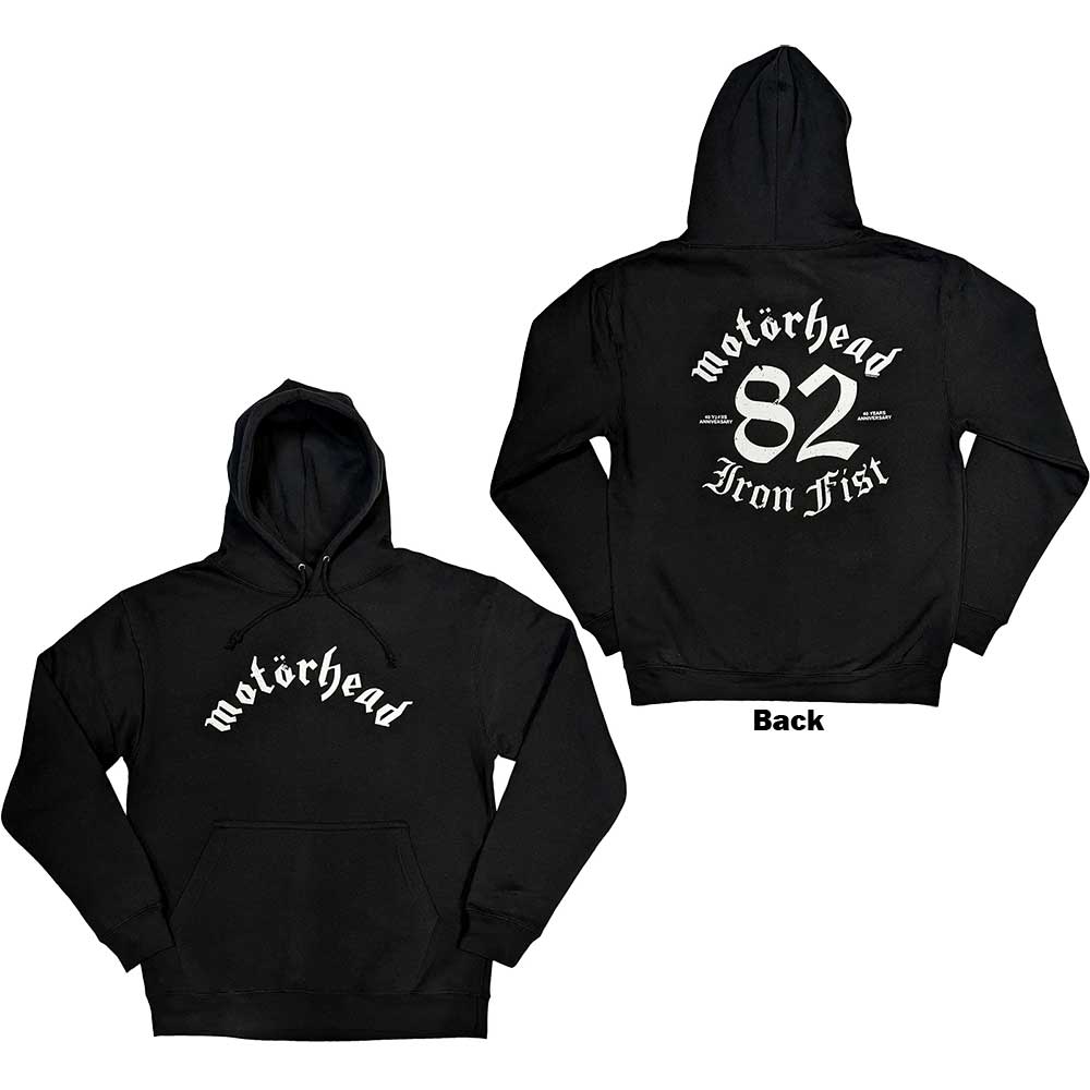 Motorhead Unisex Pullover Hoodie: Iron Fist '82 (Black) (Back Print)