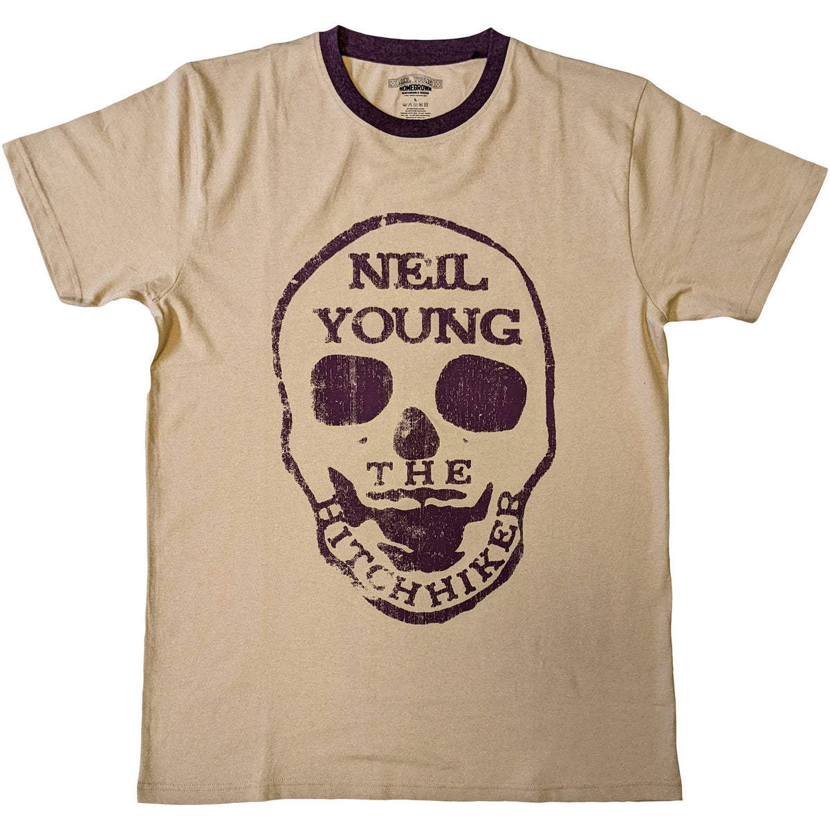 Neil Young Unisex Ringer T-Shirt: Hitchhiker (Natural)