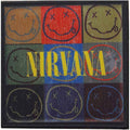 Nirvana Standard Patch: Distressed Happy Face Blocks
