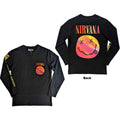 Nirvana Unisex Long Sleeve T-Shirt: Gradient Happy Face (Black) (Back & Sleeve Print)
