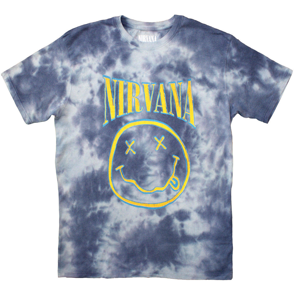 Nirvana Unisex T-Shirt: Happy Face Blue Stroke (Blue) (Wash Collection)