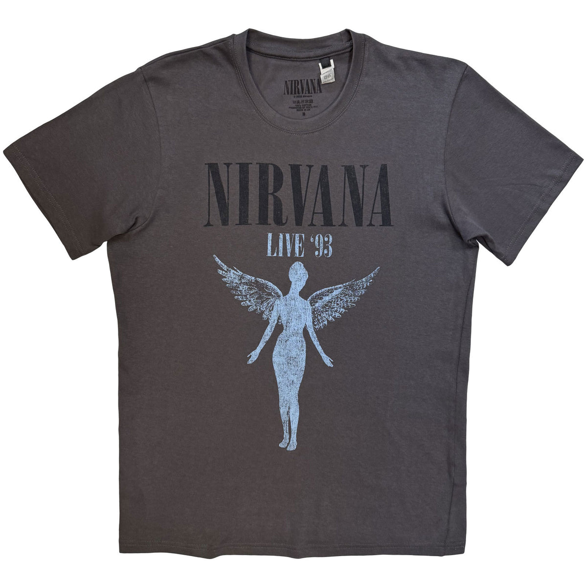 Nirvana Unisex T-Shirt: Live '93 Angel (Charcoal Grey)