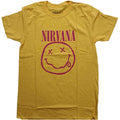 Nirvana Unisex T-Shirt: Pink Happy Face (Yellow) (LOS)