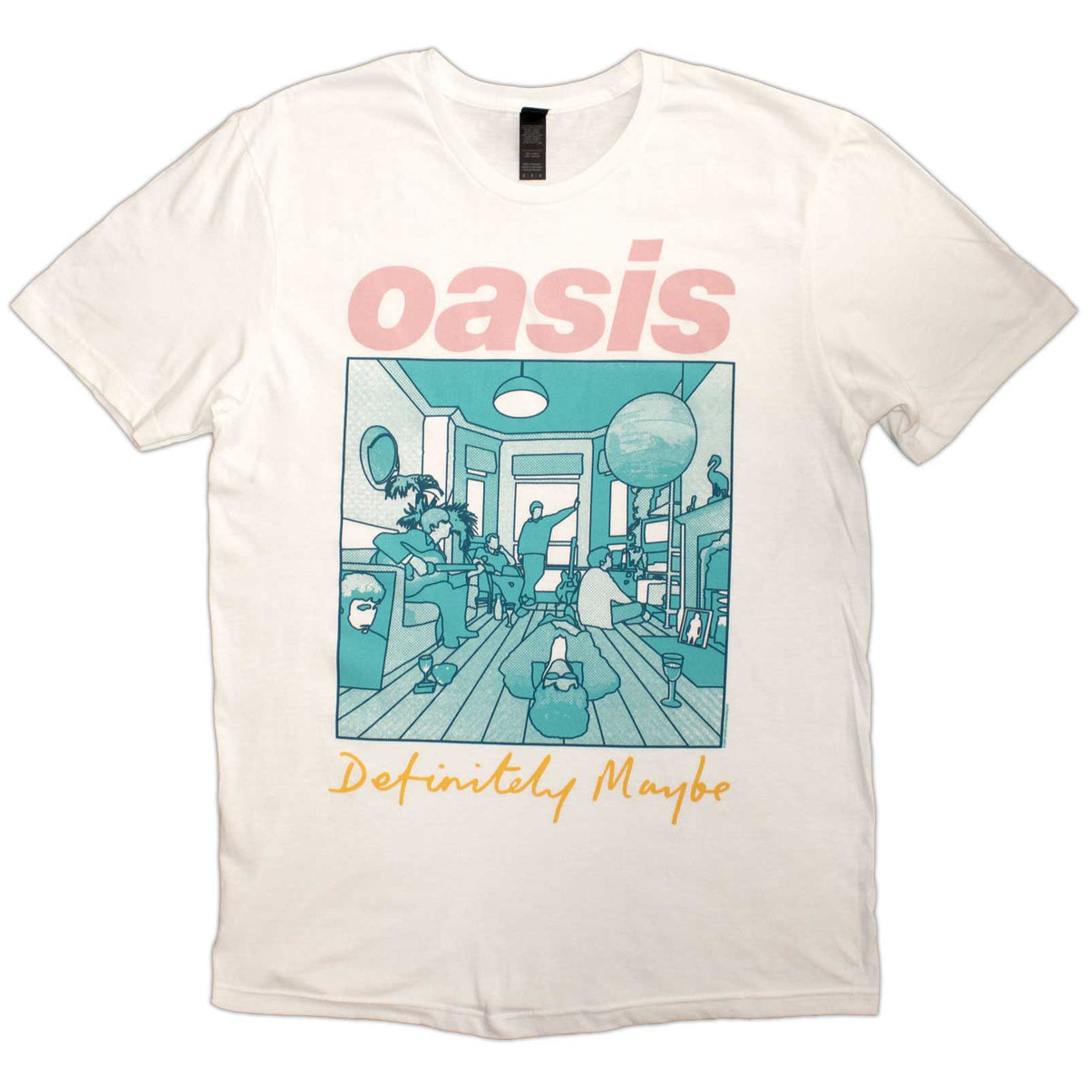 Oasis Unisex T-Shirt: Definitely Maybe Illustration Colour (White)