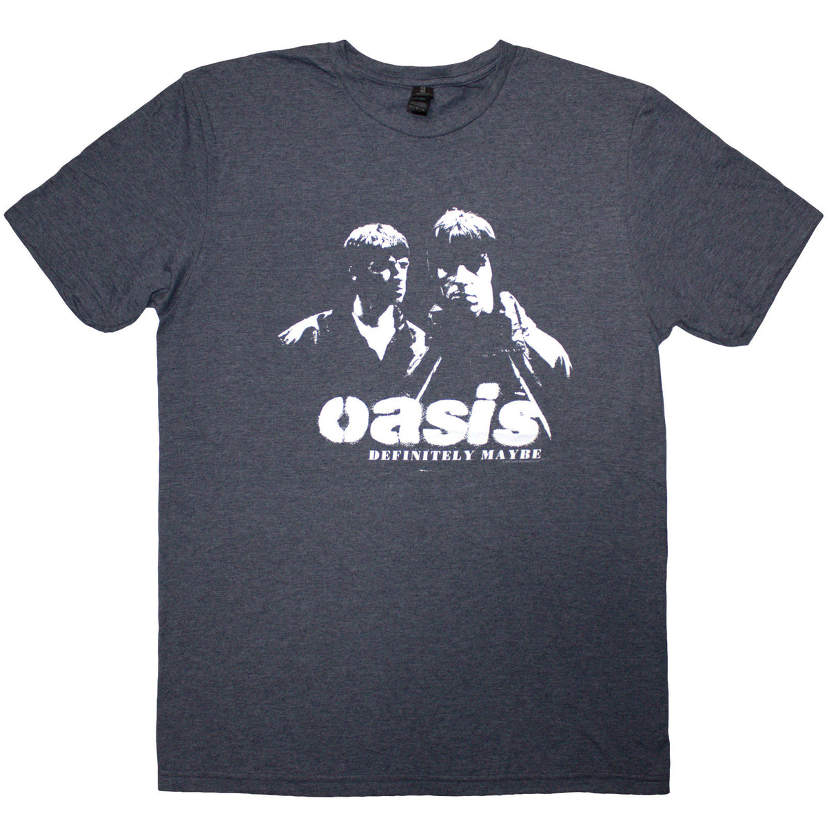 Oasis Unisex T-Shirt: Definitely Maybe Photo Stencil (Navy Blue)